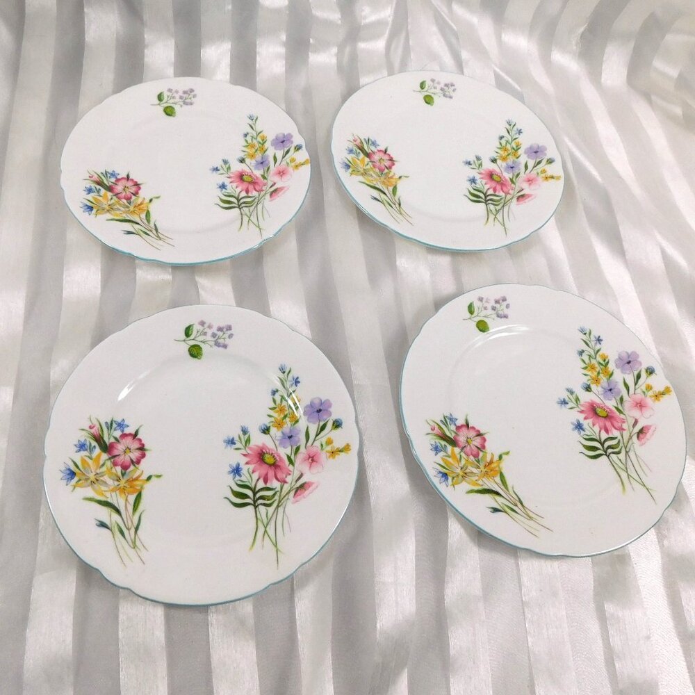 Set of Four Shelley Bread Plates in Wild Flowers # 27209